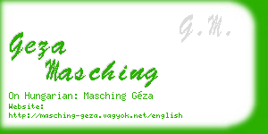 geza masching business card